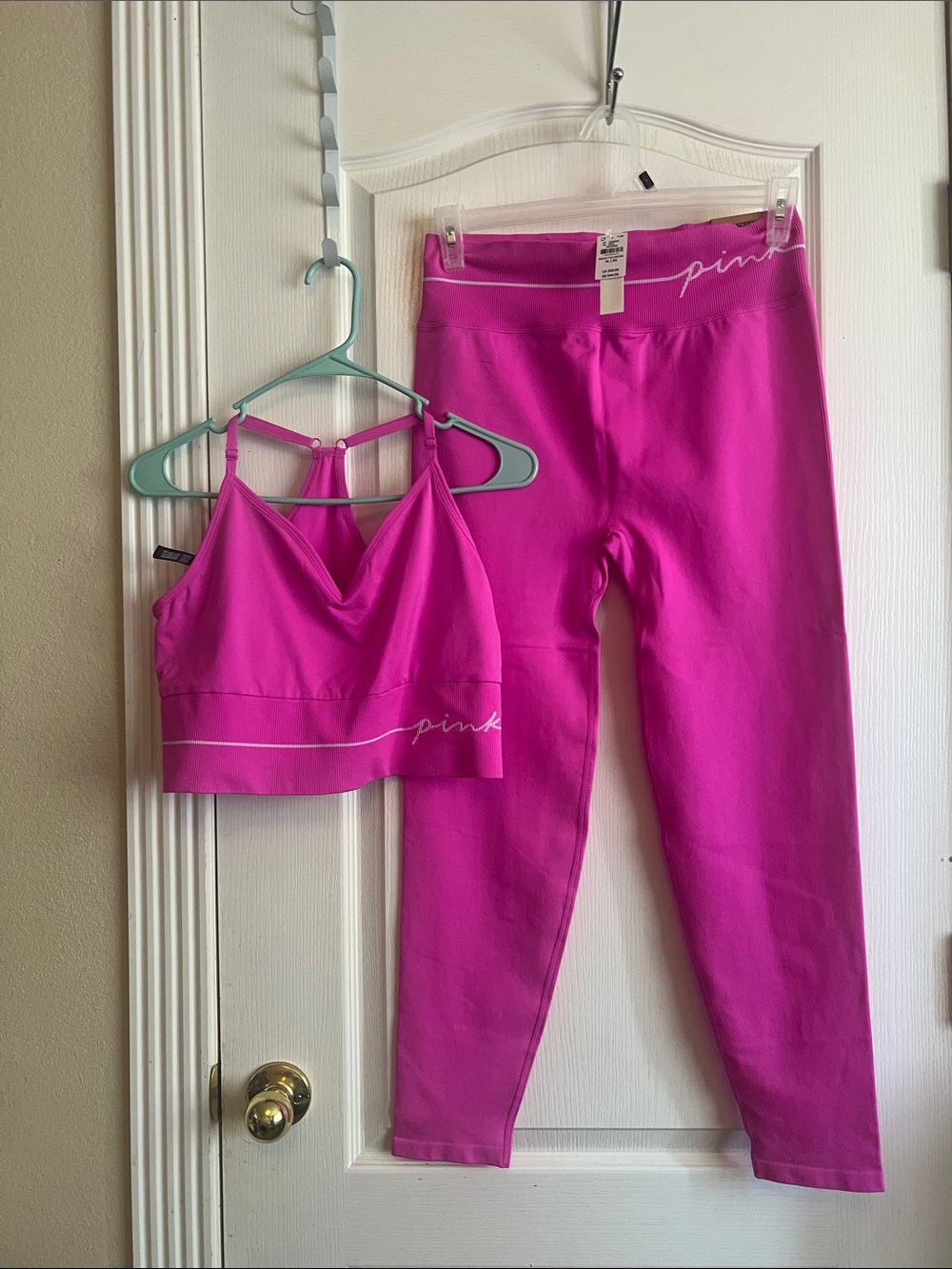PINK vs Bright Pink Leggings & Sports Bra Set